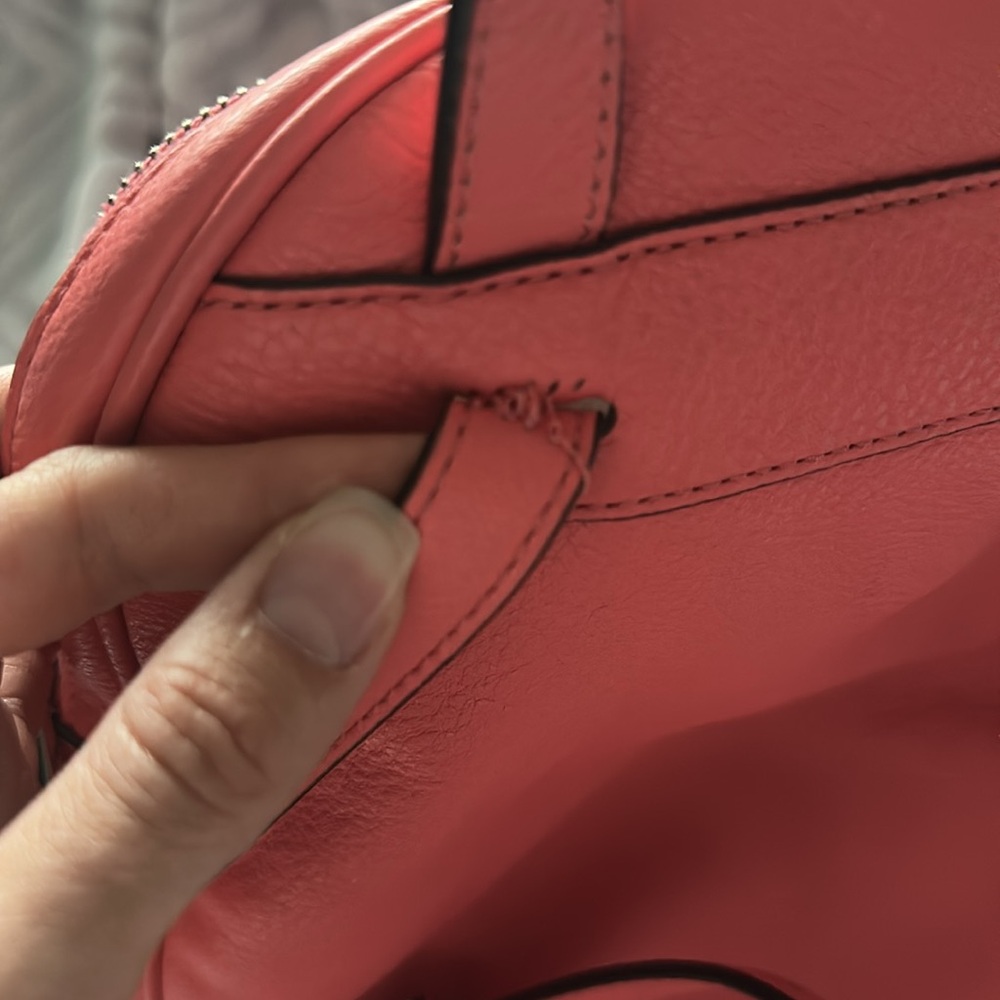 Michael Kors Red Studded Leather Backpack - Picture 7 of 7